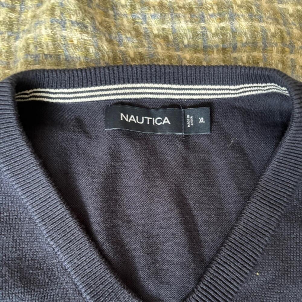 Nautica Navy Blue Pullover Sailboat Sweater Men's XL Nautical Cottage-Core - Picture 3 of 6